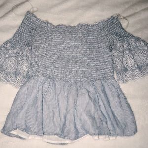 NWOT Francesca’s Off the Shoulder Striped Blouse